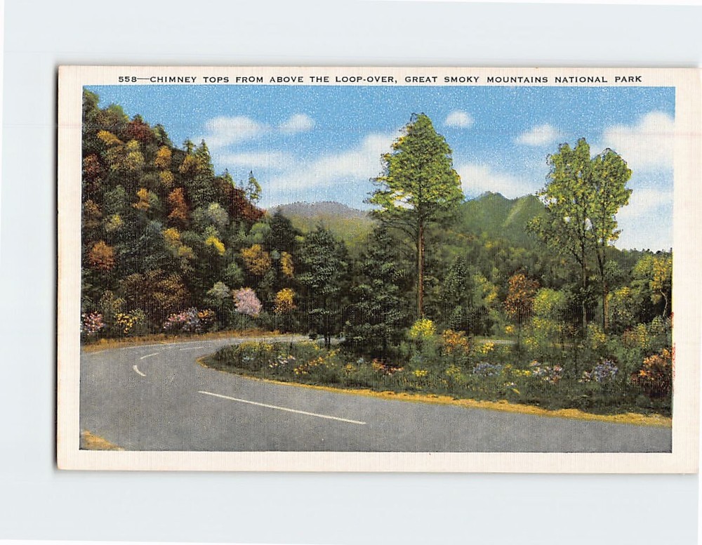 Postcard Chimney Tops From Loop-Over Great Smoky Mountains National Park TN