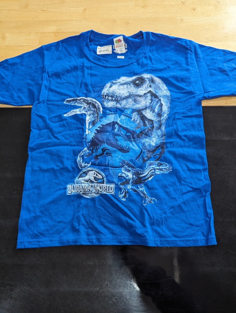 Jurassic park kids t-rex blue t-shirt sz m