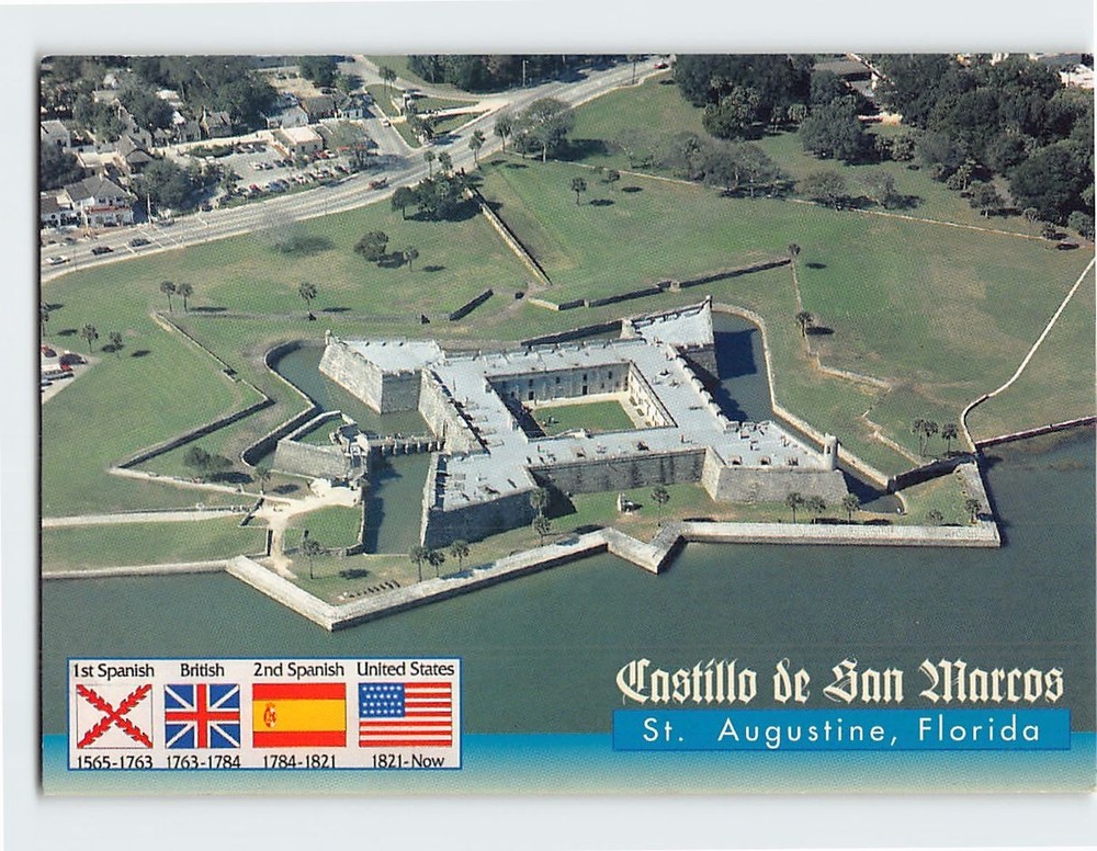 Postcard Aerial View Castillo De San Marcos St. Augustine Florida USA