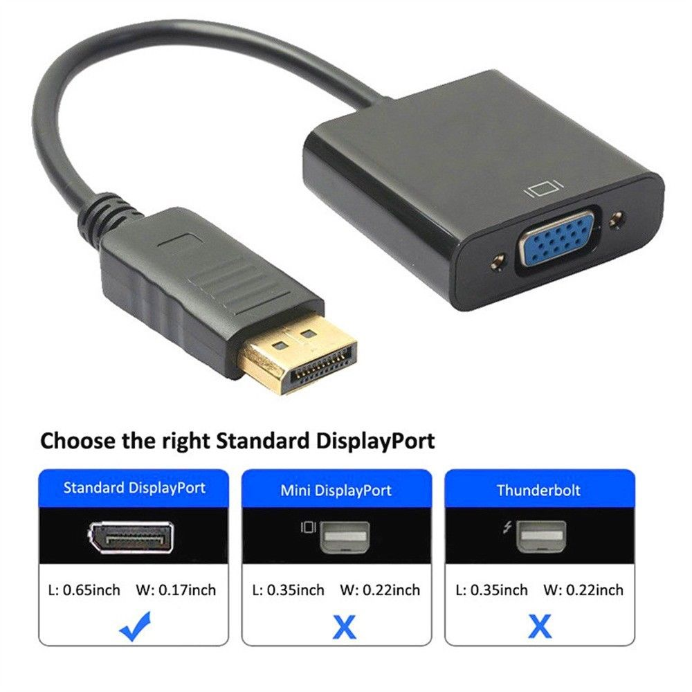 DisplayPort Male to VGA Adapter Cable for 1080P Laptop Desktop Gaming Monitor