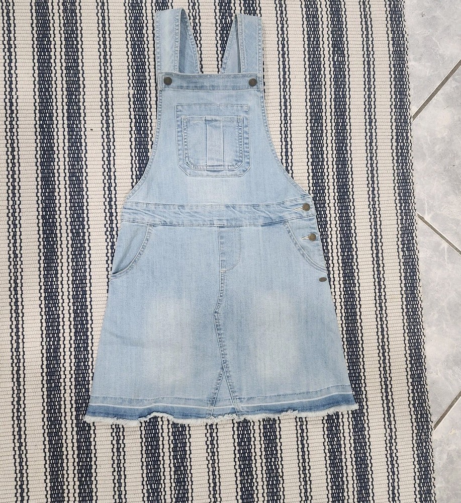 Tommy Hilfiger Girls Denim Overall Dress Size L 12/14 Light Wash Skirtall