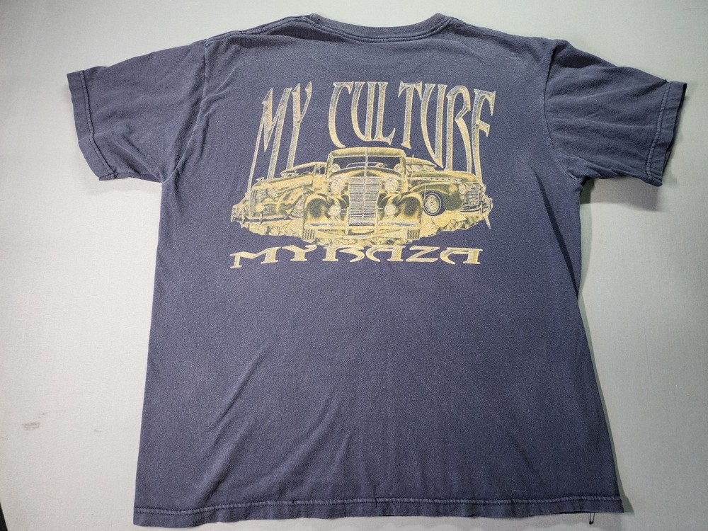 Vntg Low Rider Shirt Mens L Black 90s Chicano Mexico Chevy Impala Raza Culture .