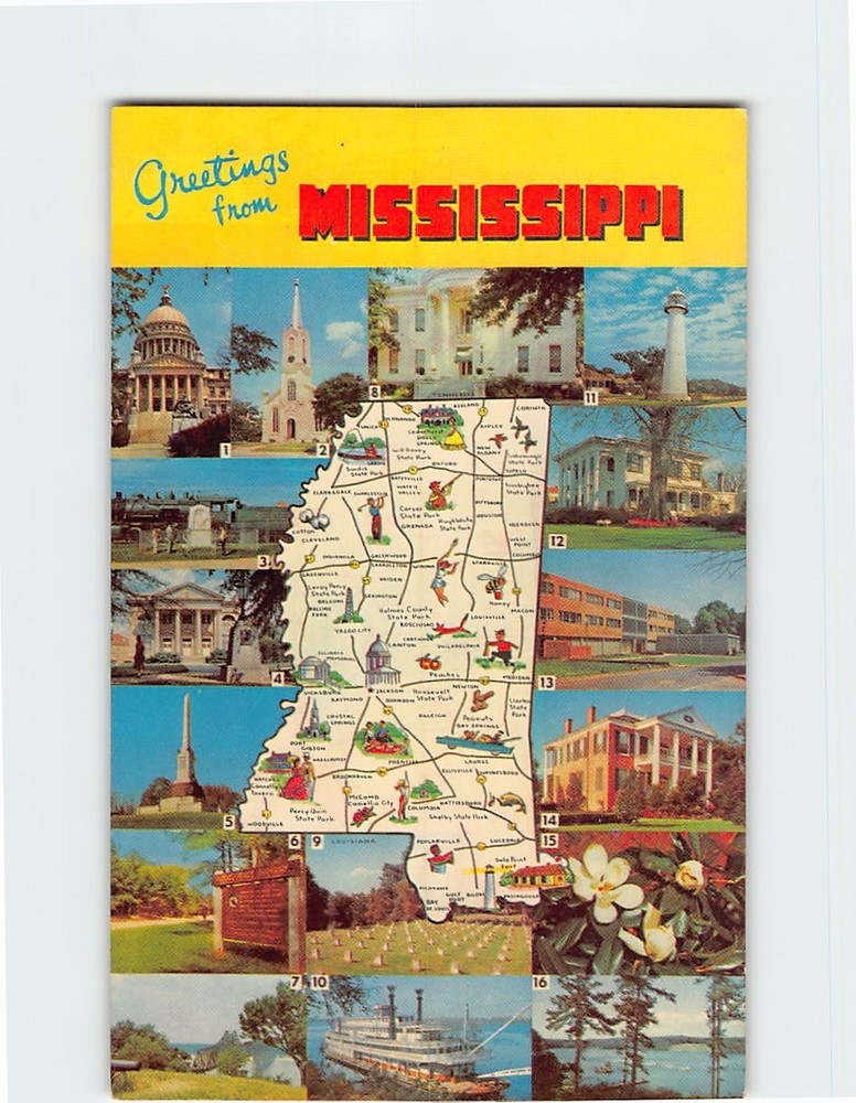 Postcard Greetings from Mississippi USA