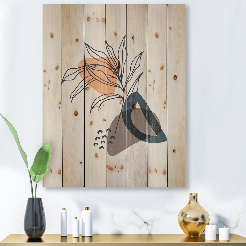 Designart 'Vintage Plant With Minimalist Shapes I' Modern