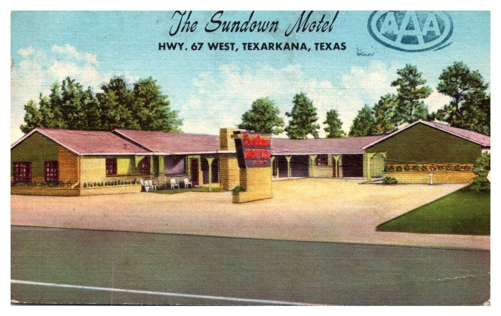 1940s The Sundown Motel Texarkana Texas Vintage Postcard