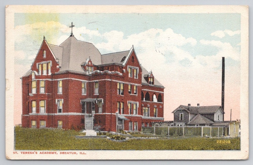 St. Teresa's Academy Decatur IL Postcard Early 1900s Illinois School