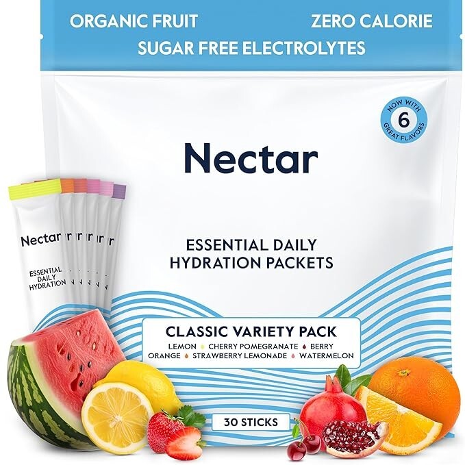 Nectar Hydration Packets - Sugar-Free Electrolytes Powder for Rehydration, 30 Ct