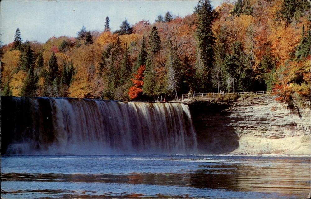 Michigan Upper Tahquamenon Falls Route 117 ~ 1963 vintage postcard  ~ s0157
