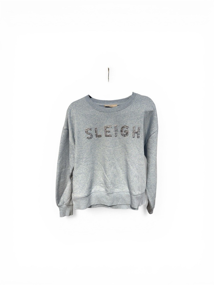 LOFT Pullover Sweatshirt Light Blue Women's M Crew Neck Long Sleeve SLEIGH Logo