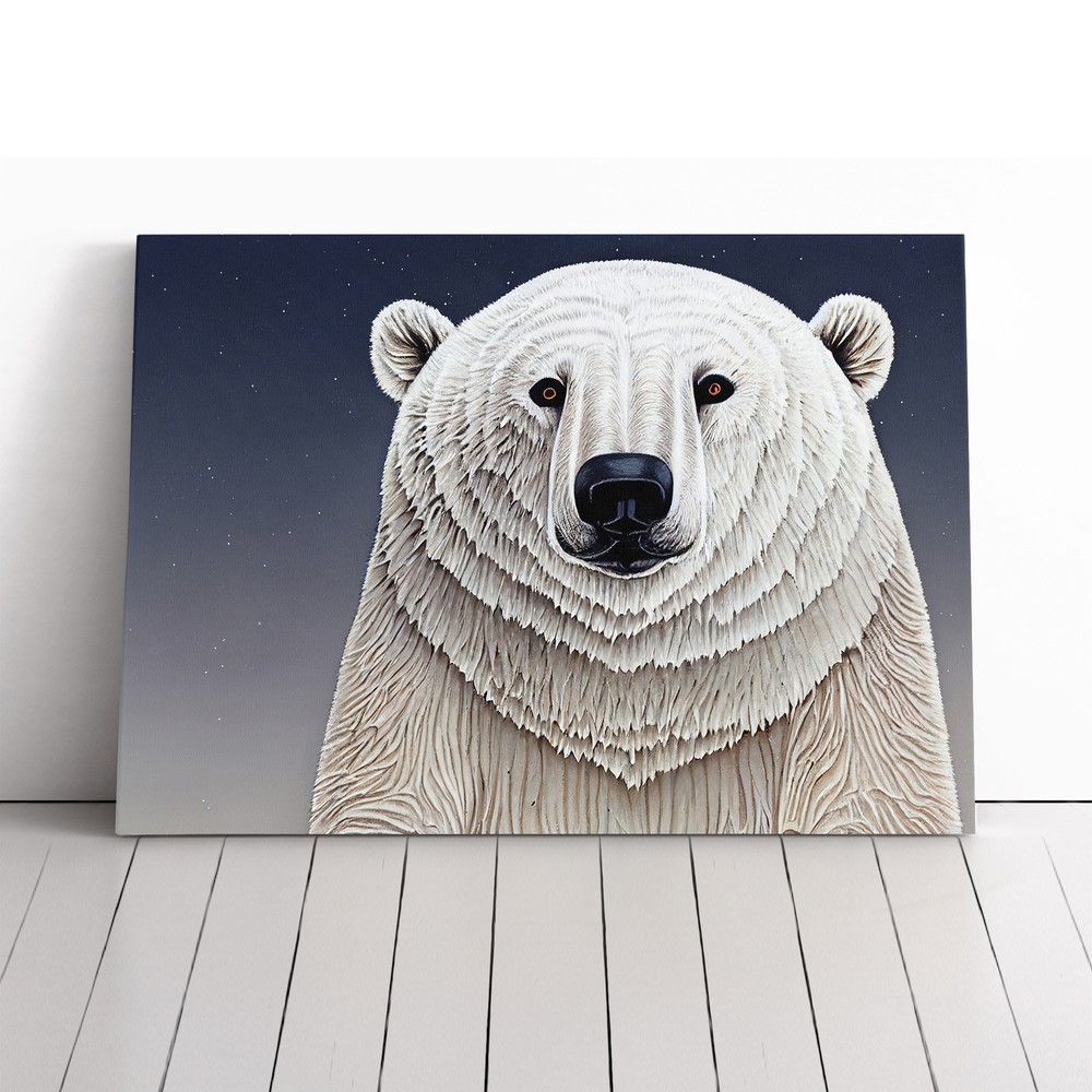 Polar Bear Canvas Wall Art Framed Print for Living Room or Bedroom Decor