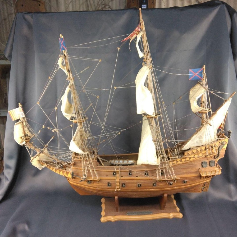 Wooden sailboat model San Juan Bautista finished product #7a5462