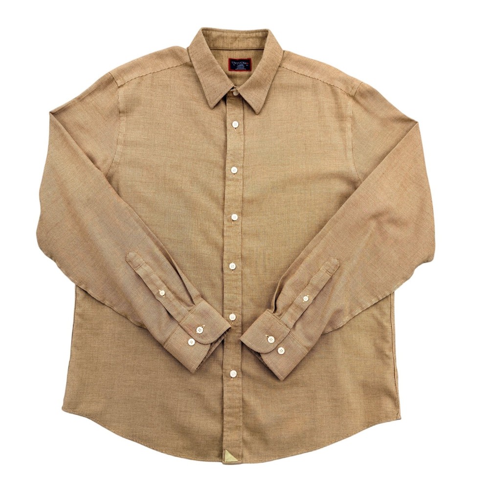 UNTUCKit Veneto WF Tan Wrinkle Free Cotton Button Down Shirt Mens Large 40250