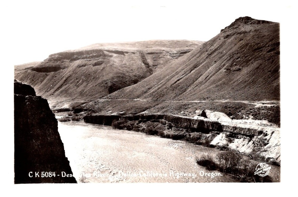 1940s Highway 97 at Deschutes River Maupin Oregon Vintage Real Photo Postcard