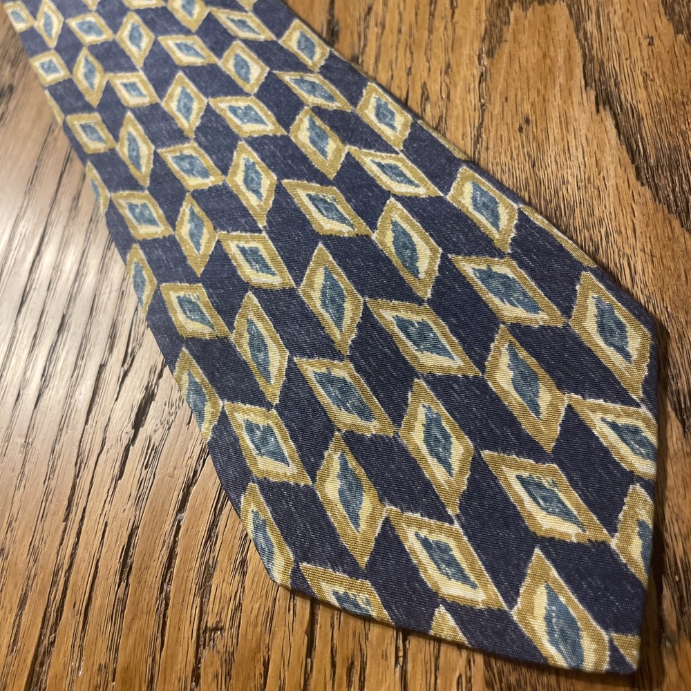 Vintage EUC Krizia Uomo Silk Geometric Tie Necktie Made In Italy