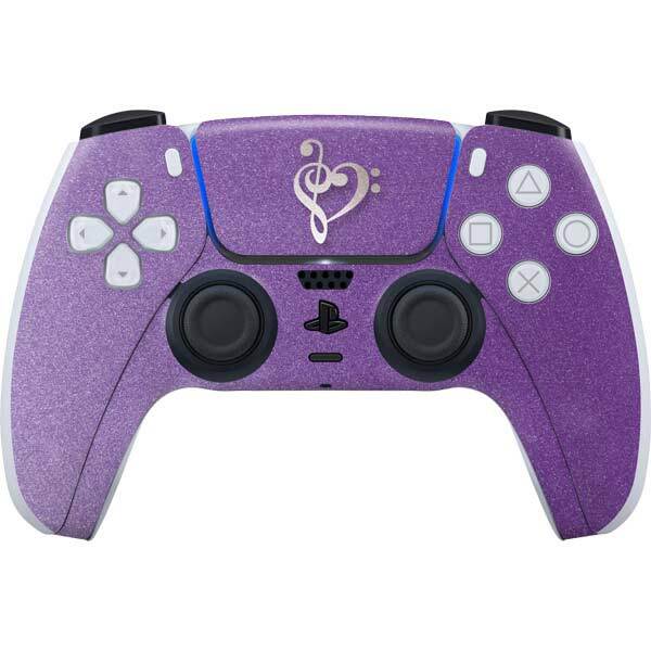 Music PS5 Controller Skin - Purple Glitter Musical Heart