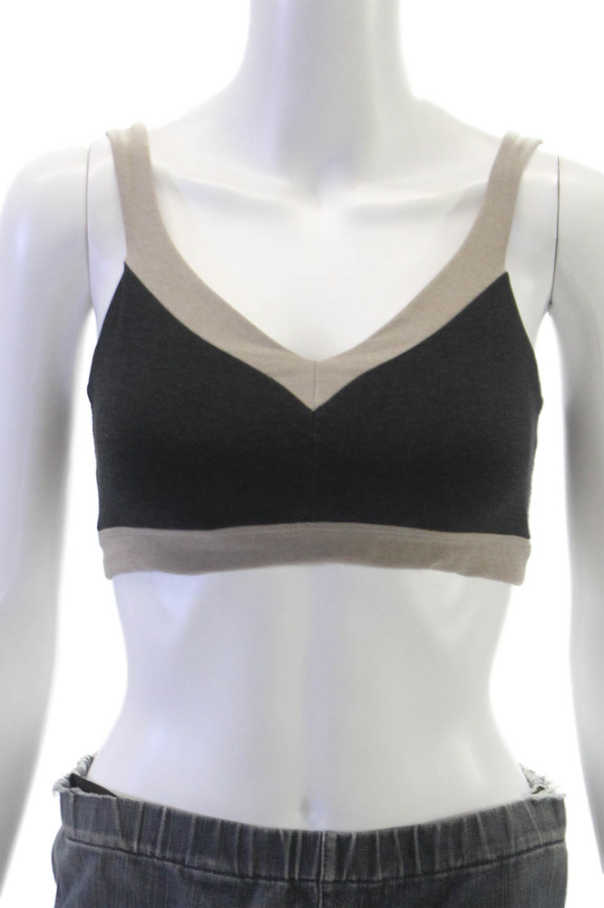 Beyond Yoga Womens Stretch Knit V Neck Sports Bra Black Brown Size SmallFree Shipping in US $100+ Orders | $6.95 Orders Below