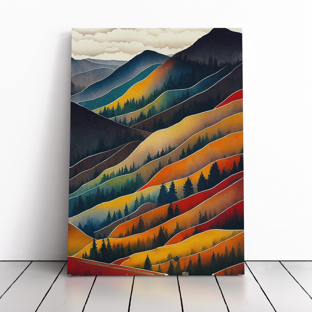 Mountain Landscape No.6 Canvas Wall Art Print Framed Picture Decor Dining Room