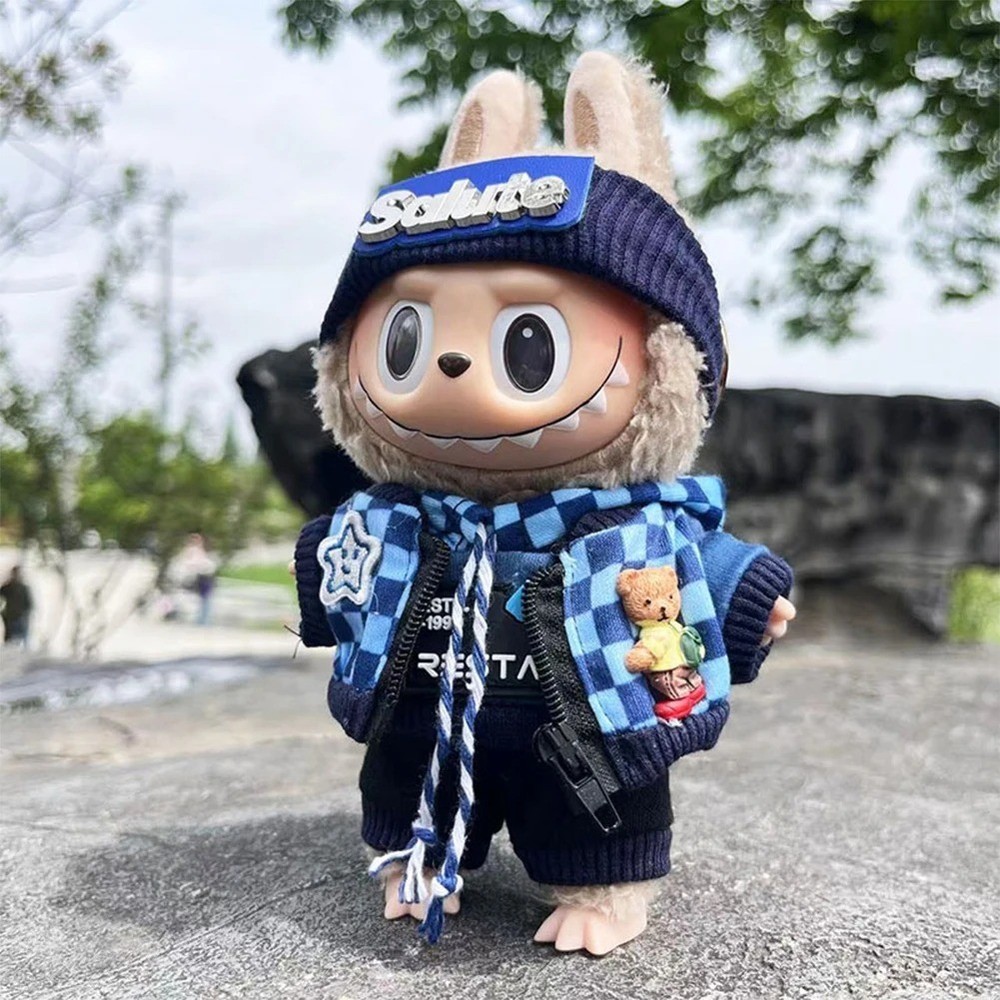 Labubu 17cm Doll Outfit Set Hoodie Coat Pants Headband Kpop Fashion