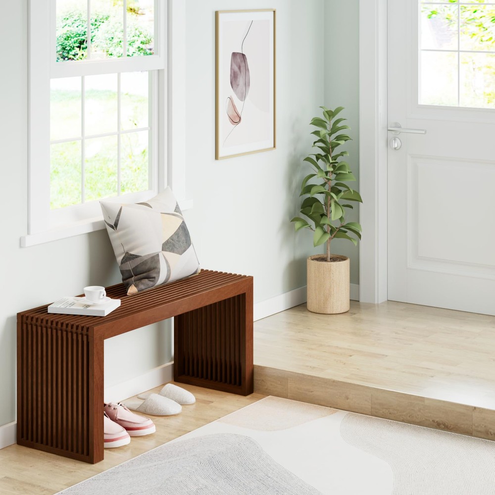 Bamboo Kitchen Dining Bench Farmhouse Style for Living Room