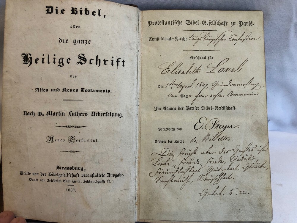 D Martin Luther - 1837 - Strassburg - Das Neue Testament - Bible