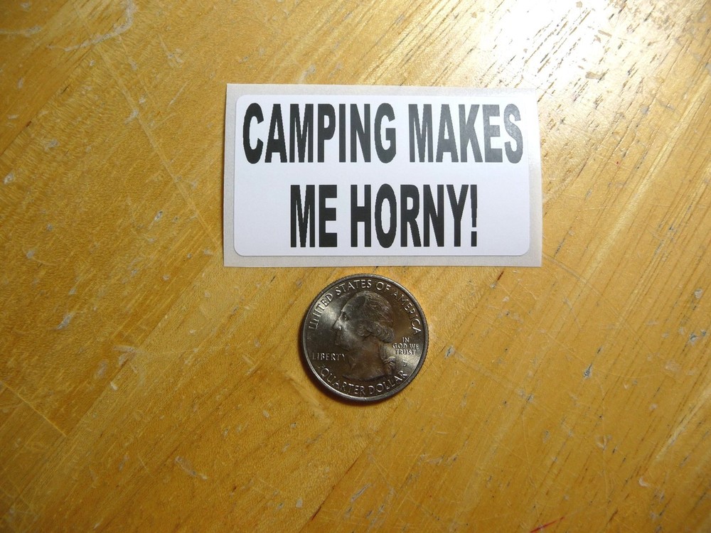 CAMPING MAKES ME HORNY STICKER DECAL 1 - 50 BULK PACK AVAILABLE