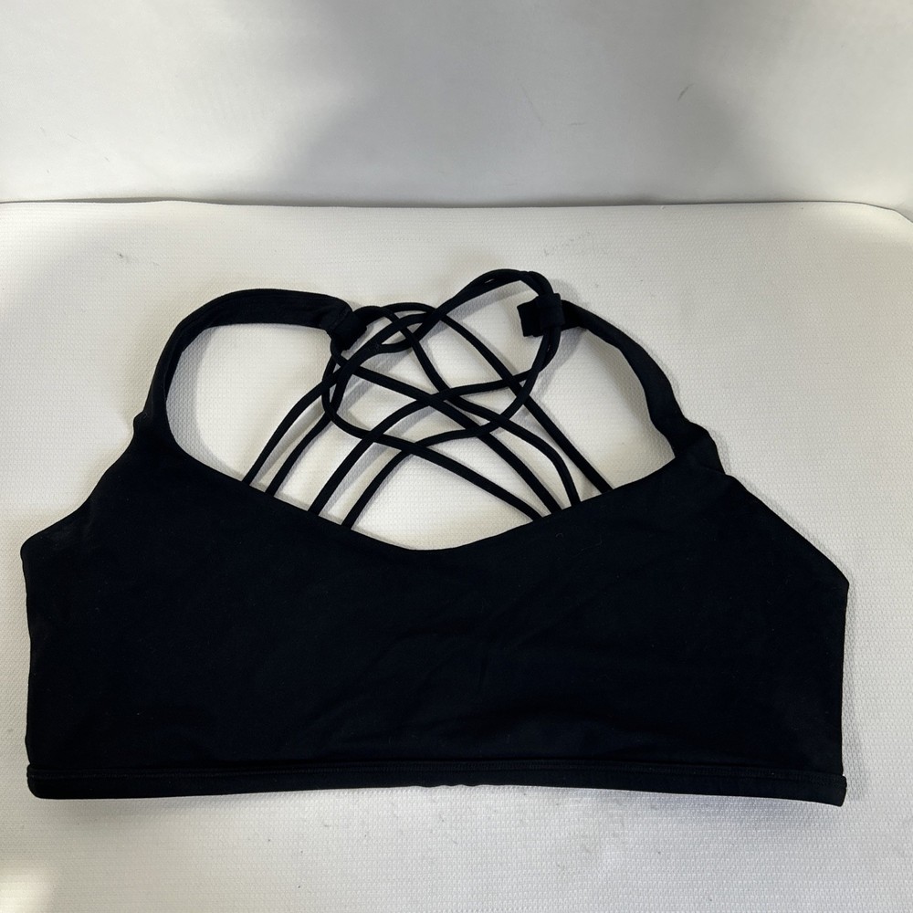 Lululemon Sports Bra Women 12 Black Strappy Back LW2670S No Pads **