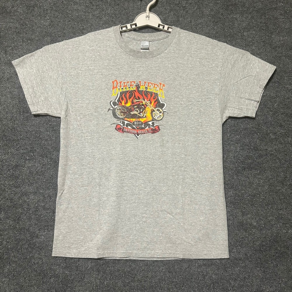 Gildan Mens T Shirt Gray Bike Week 2022 Daytona Beach Motorcycle Graphic Tee