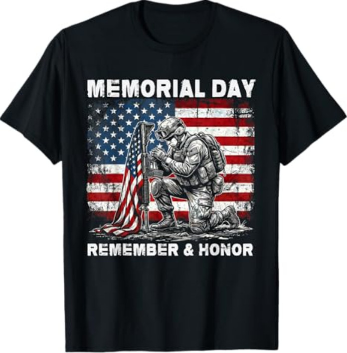 Memorial Day Remember and Honor Patriotic US Flag Military T-Shirt