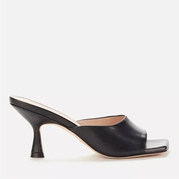 Stuart Weitzman Women's Tia Leather Heeled Mules - Black Size 9