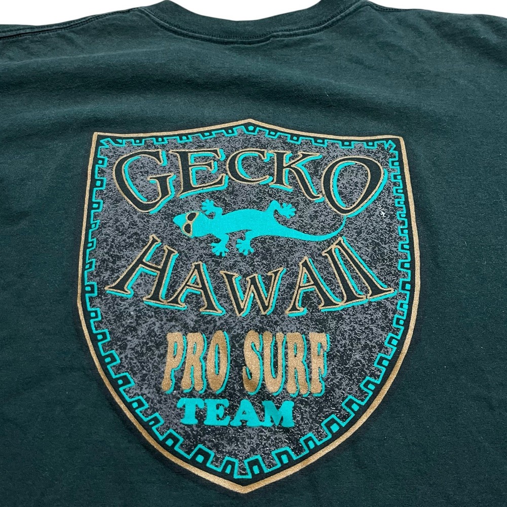 Vintage 90s Pro Surf Hawaii Gecko Single Stitch Graphic T-Shirt Large Green