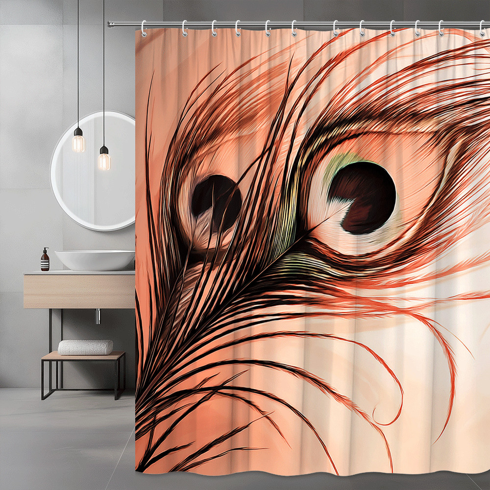 Peacock Feather Print Shower Curtain Abstract Art