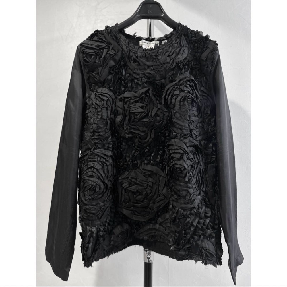 2023SS COMME des GARCONS Rose Blouse Black Cut and Sew Blouse