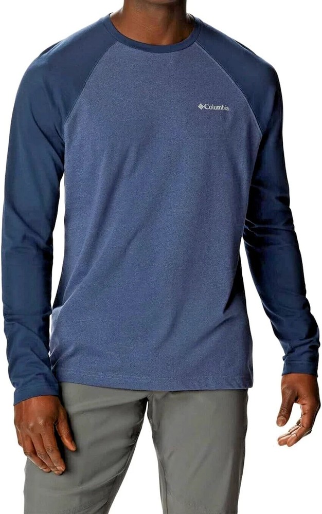 Columbia Men's Omni-Wick Crewneck T-Shirt, DK Mtn & Coll Navy Heather, Size S