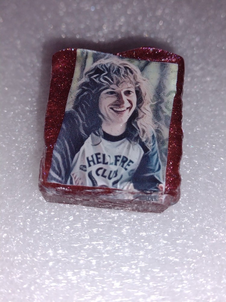 Stranger Things 4 Eddie Munson Handmade Art Pin New Resin/Mica