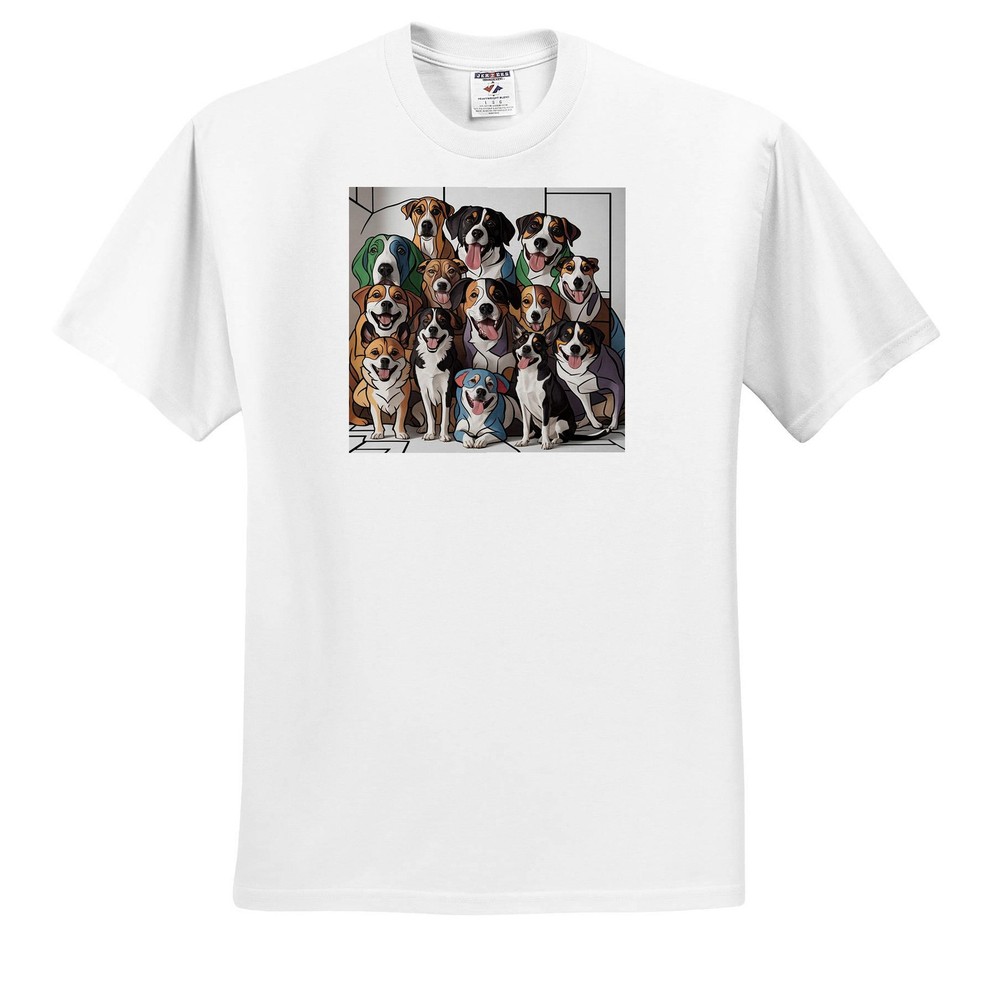 Colorful Abstract Puppy Dog Rescue Art T-Shirt by 3dRose  