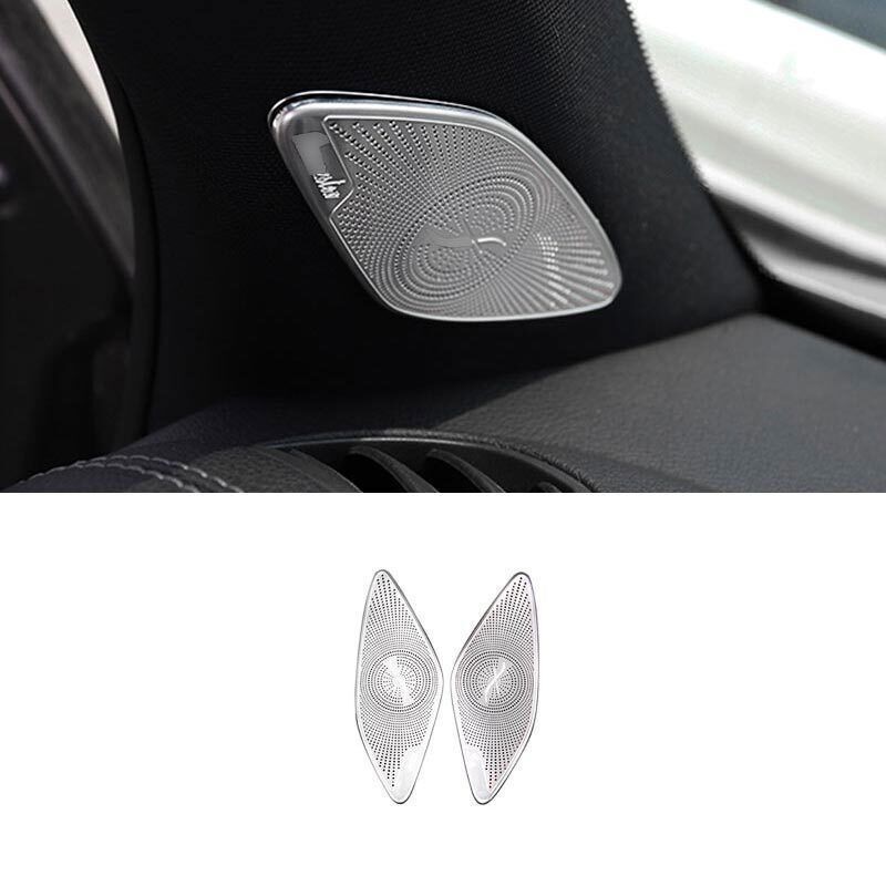 A Post Speaker Frame 2020-2023 2PCS Silver Titanium For Benz GLA W156 Cover Trim