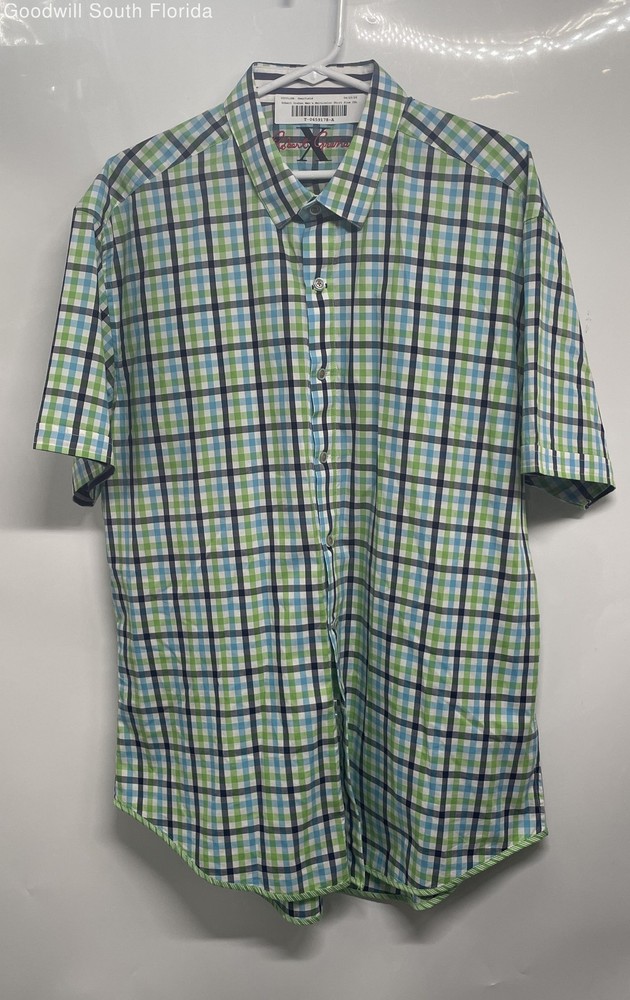 Robert Graham Mens Multicolor Plaid Short Sleeve Button-Up Shirt Size 2XL