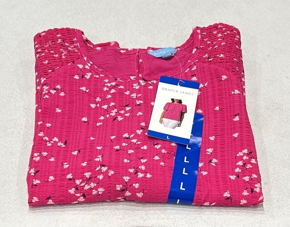 Draper James Women's Flutter Sleeve Blouse, Pink, Size L