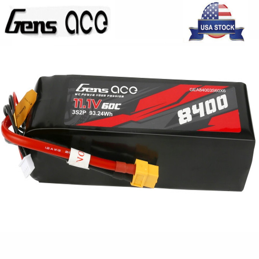Gens Ace 8400mAh 11.1V 60C 3S Lipo Battery XT60T For TRA/TRX X-Maxx RC Models US-image