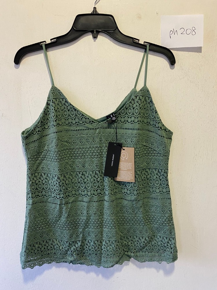 VERO MODA Honey Lace Top in Laurel Wreath Green  M  (PH208)