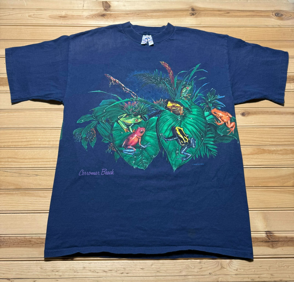 Vintage 1994 Cerromar Beach Puerto Rico Rainforest Frog Souvenir Shirt USA Large