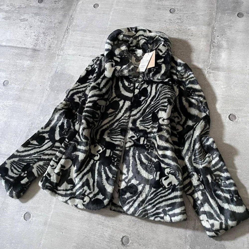 Disney Deadstock 90s Mickey & Minnie Short Faux Fur Coat Y2K size M (US S) NEW