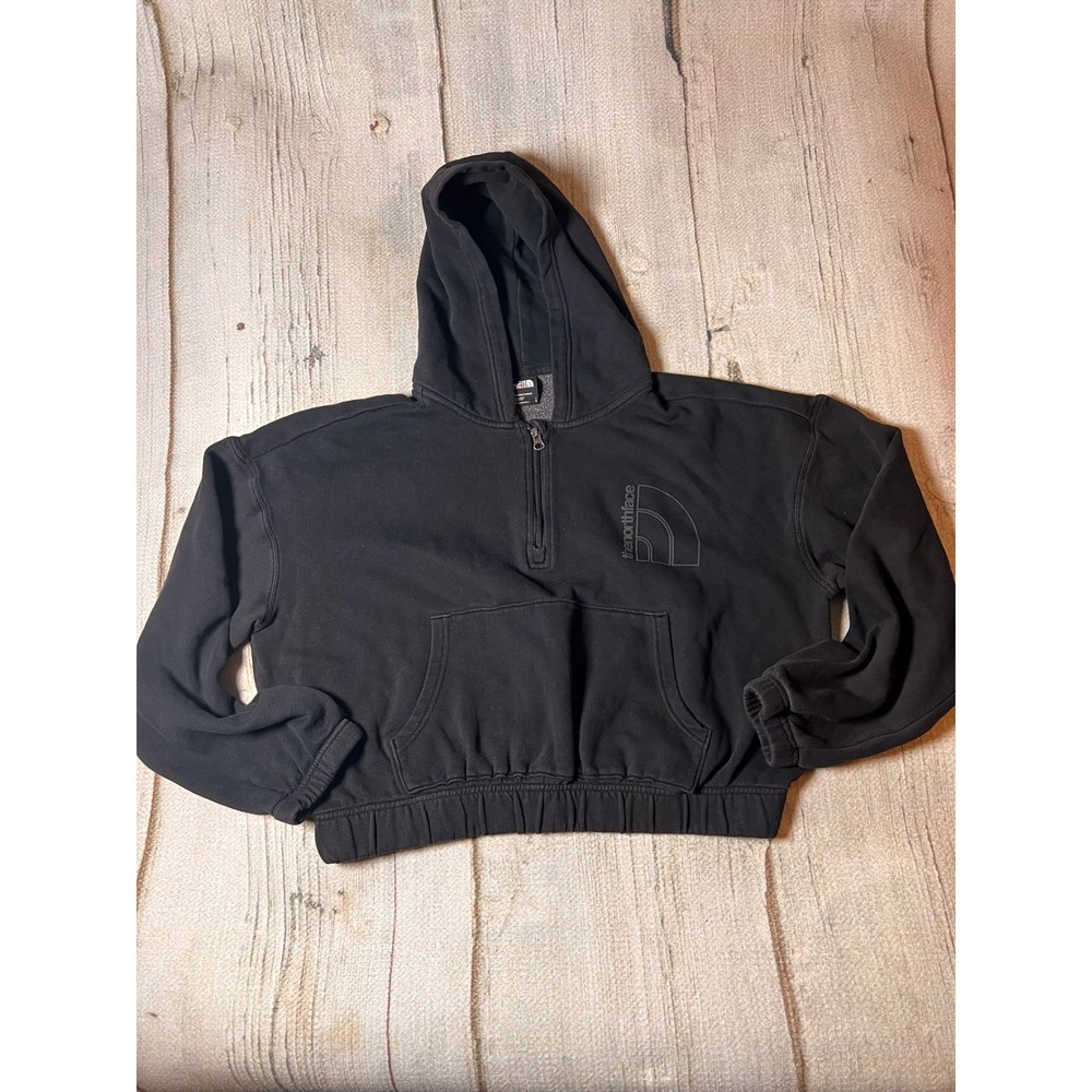 The North Face Quarter Zip Hoodie Womens Large Black Cropped Minimalist Gorpcore