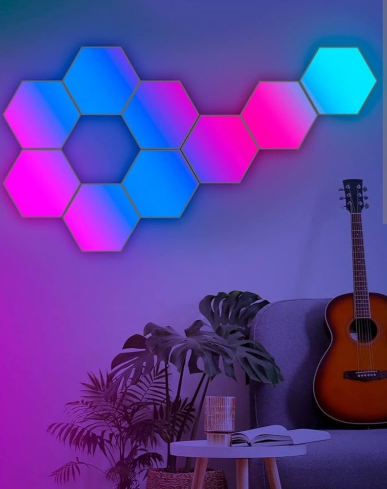 3pc Touch Activated Hexagonal Lights Wall Decor; Brand New