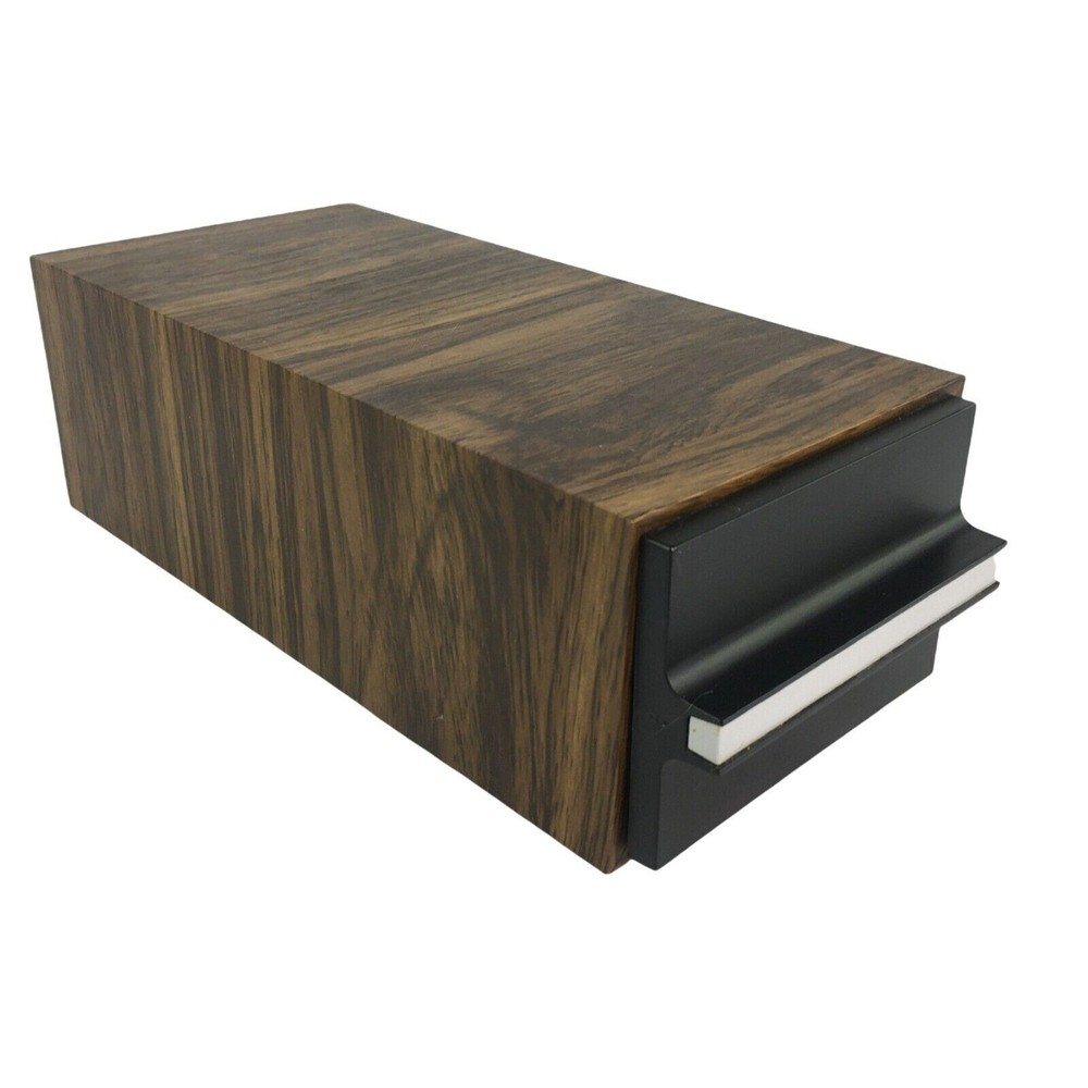 Vintage Cassette Tape Storage Drawer Faux Wood Holds 12