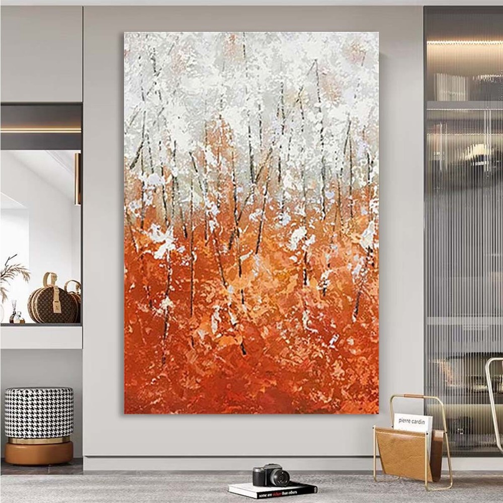 Canvas Oil Painting Custom Size Hand Painted Orange Wall Art Poster Modern