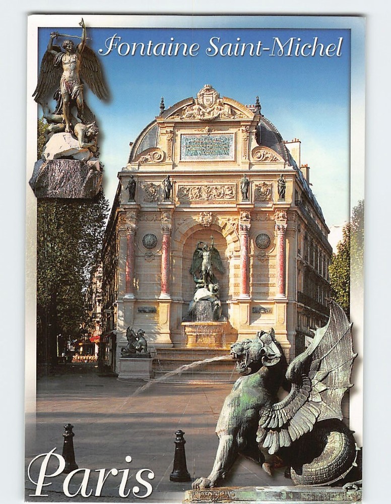 Postcard Fontaine Saint-Michel in Paris France