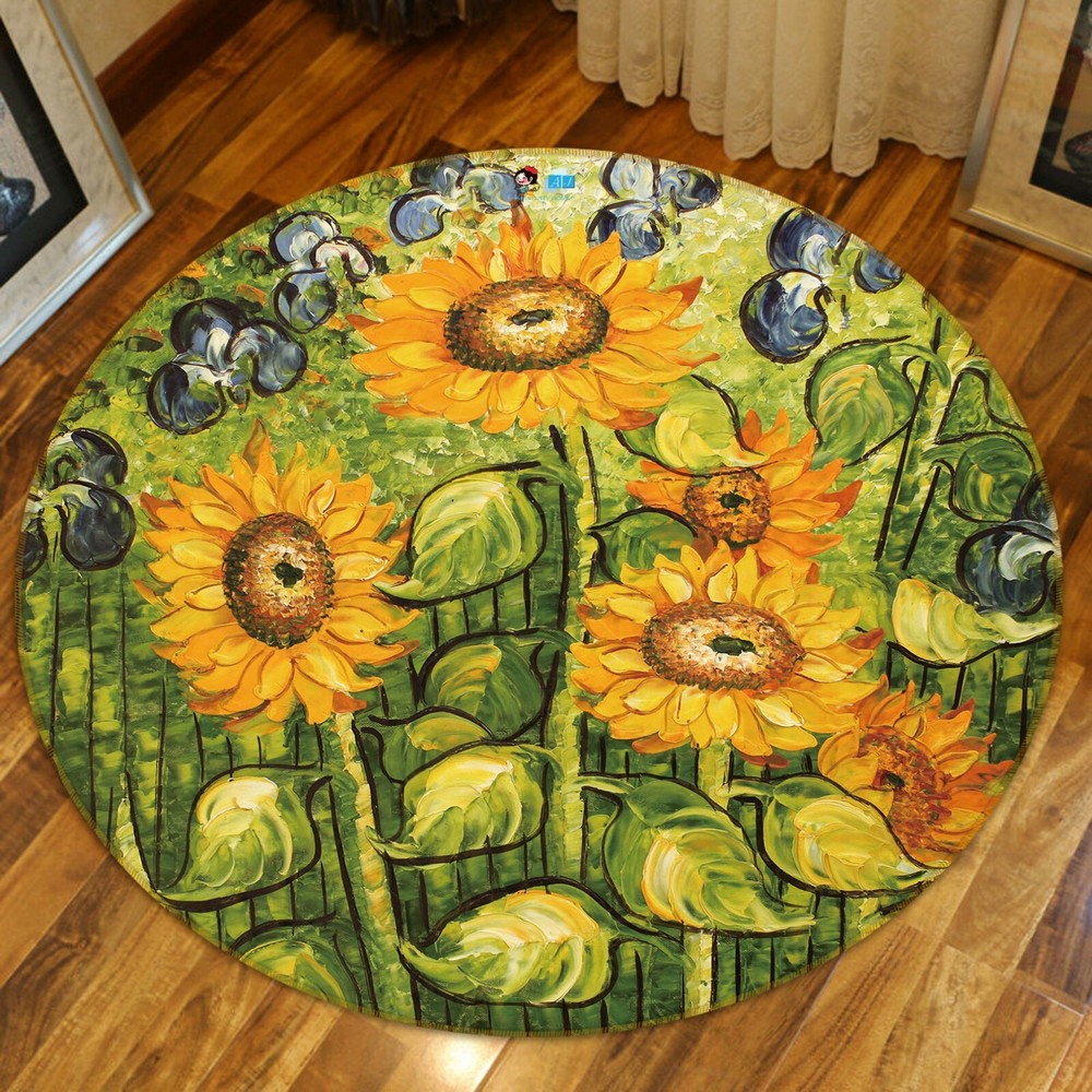 3D Sunflower Oil Painting NAO3778 Game Rug Mat Elegant Photo Carpet Mat Fay