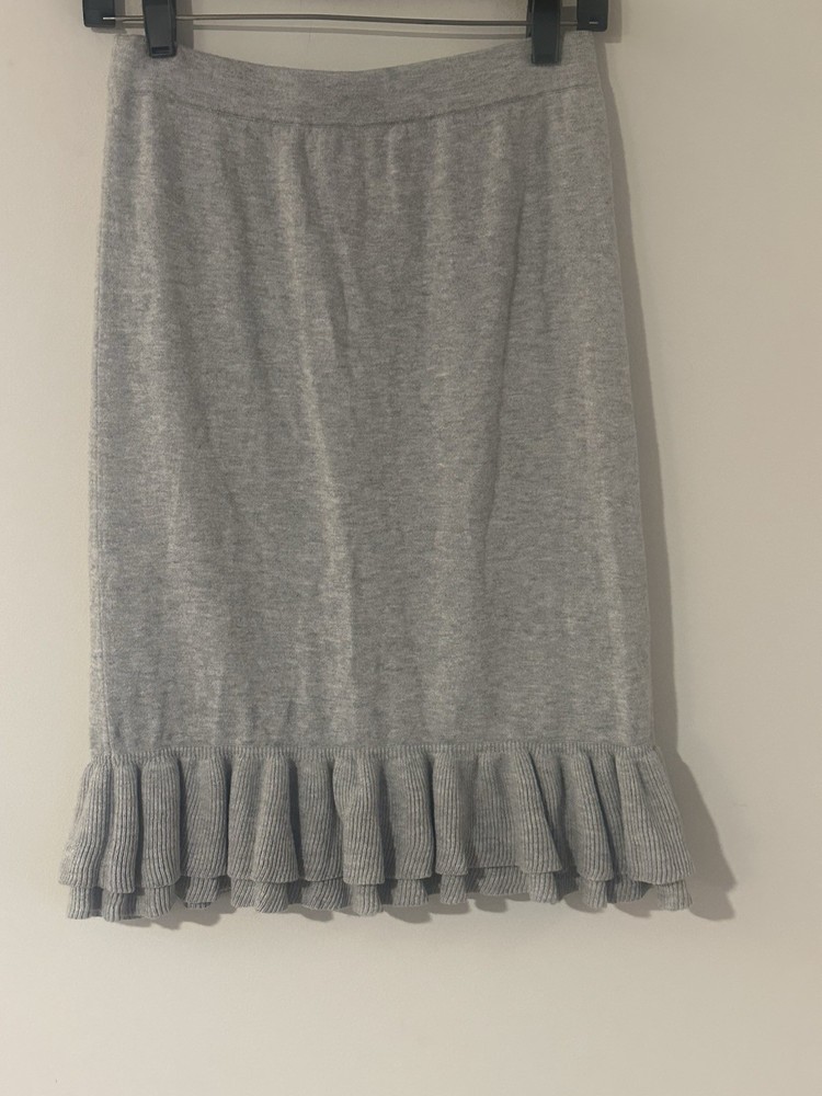 J Crew Women’s Gray Wool Blume Midi Skirt With Ruffle Size 4