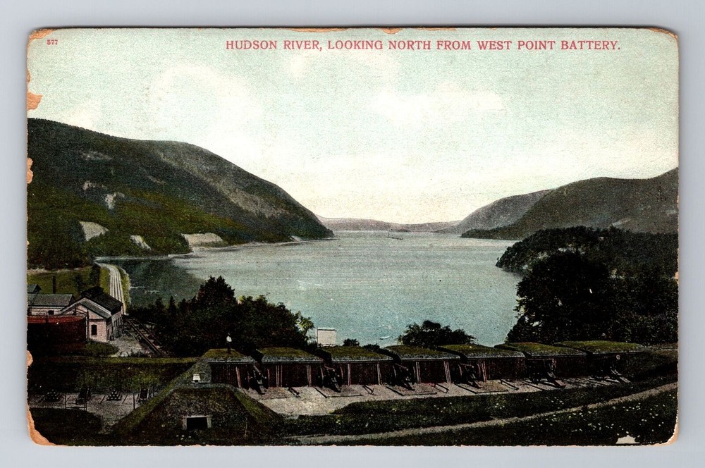 West Point NY-New York, Aerial Hudson River, Antique, Vintage Souvenir Postcard